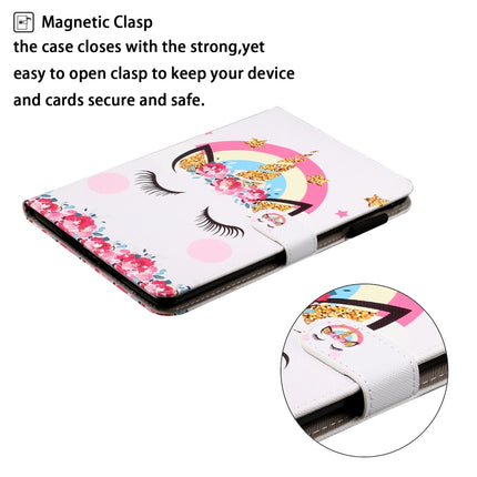 For Galaxy Tab A 8.0 (2019) T290 Cross Texture Painted Horizontal Leather Case with Sleep / Wake-up Function & Card Slot & Holder & Wallet(Crown Unicorn)-garmade.com