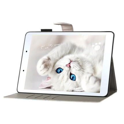 For Galaxy Tab A 8.0 (2019) T290 Cross Texture Painted Horizontal Leather Case with Sleep / Wake-up Function & Card Slot & Holder & Wallet(White Peony Flower)-garmade.com