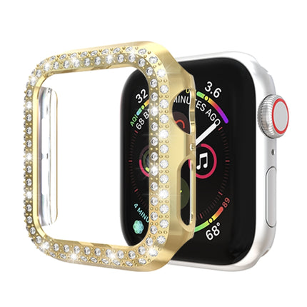 For Apple Watch Series 5 & 4 44mm Double Row Diamonds PC Protective Case(Gold)-garmade.com