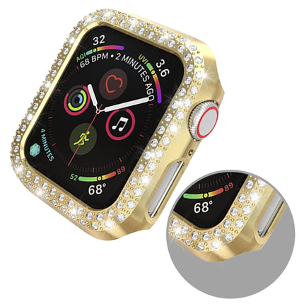For Apple Watch Series 5 & 4 44mm Double Row Diamonds PC Protective Case(Gold)-garmade.com