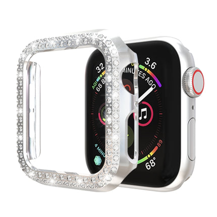 For Apple Watch Series 5 & 4 44mm Double Row Diamonds PC Protective Case(Silver)-garmade.com