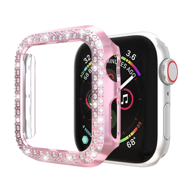 For Apple Watch Series 3 & 2 & 1 38mm Double Row Diamonds PC Protective Case(Pink)-garmade.com