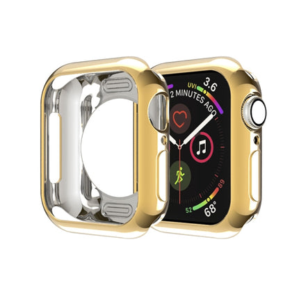 For Apple Watch Series 3 & 2 & 1 42mm Plating TPU Round Hole Hollowing Protective Case(Gold)-garmade.com
