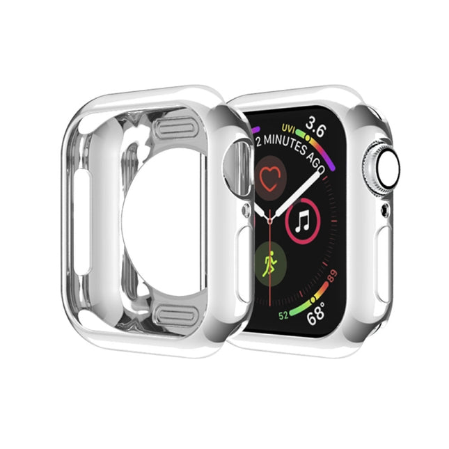 For Apple Watch Series 3 & 2 & 1 42mm Plating TPU Round Hole Hollowing Protective Case(Silver)-garmade.com