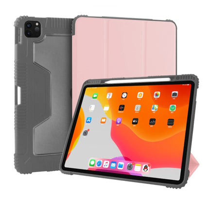 For iPad Pro 12.9 inch 2022 / 2021 / 2020 Mutural Horizontal Flip PC + TPU + PU Leather Tablet Case with Holder & Pen Slot(Rose Gold)-garmade.com