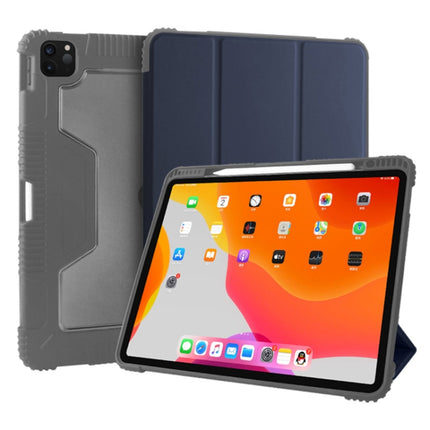 For iPad Pro 12.9 inch 2022 / 2021 / 2020 Mutural Horizontal Flip PC + TPU + PU Leather Tablet Case with Holder & Pen Slot(Dark Blue)-garmade.com