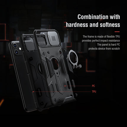 For iPhone 11 NILLKIN Shockproof CamShield Armor Protective Case with Invisible Ring Holder(Black)-garmade.com