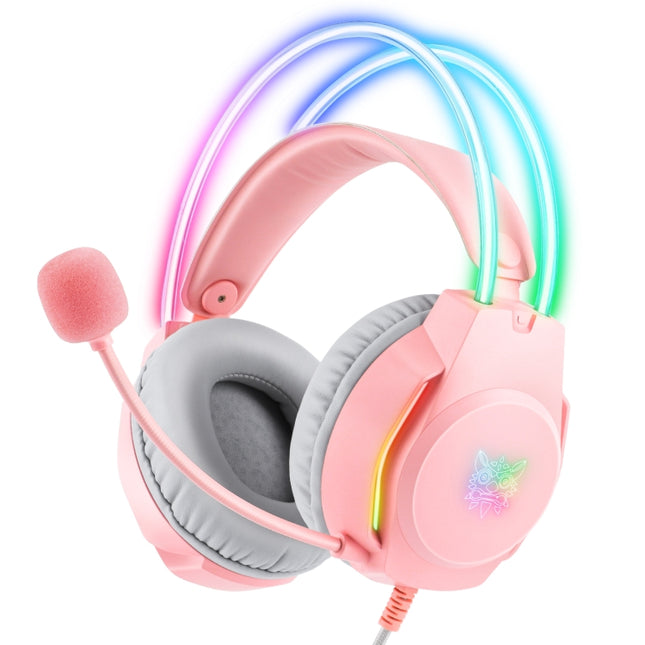 X26 USB+3.5mm RGB Wired Gaming Headset(Pink)-garmade.com