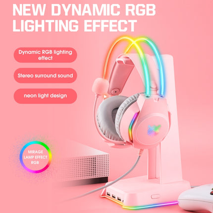 X26 USB+3.5mm RGB Wired Gaming Headset(Pink)-garmade.com