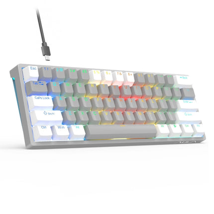 AULA F3261 Type-C Wired Hot Swappable 61 Keys RGB Mechanical Keyboard(White Grey Green Shaft)-garmade.com