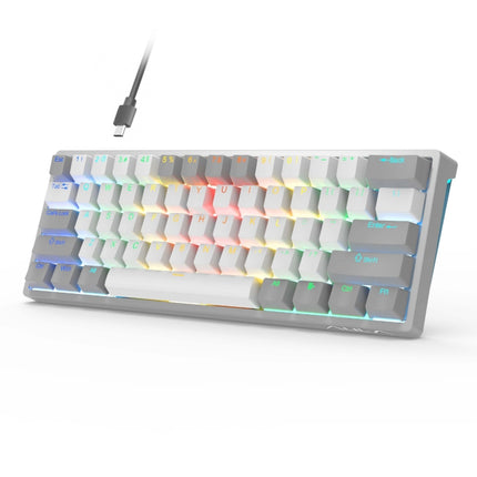 AULA F3261 Type-C Wired Hot Swappable 61 Keys RGB Mechanical Keyboard(Gray White Red Shaft)-garmade.com