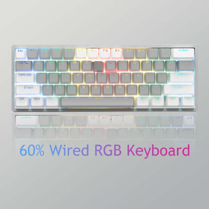 AULA F3261 Type-C Wired Hot Swappable 61 Keys RGB Mechanical Keyboard(Gray White Red Shaft)-garmade.com
