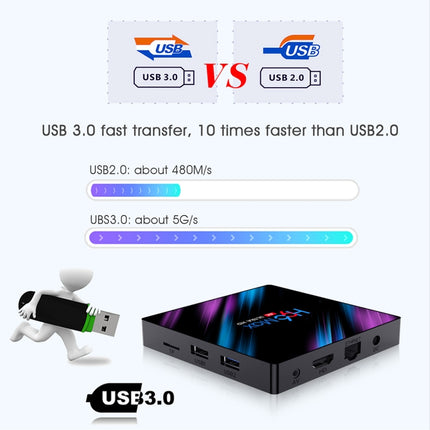 H96 Max-3318 4K Ultra HD Android TV Box with Remote Controller, Android 10.0, RK3318 Quad-Core 64bit Cortex-A53, 2GB+16GB, Support TF Card / USBx2 / AV / Ethernet, Plug Specification:AU Plug-garmade.com