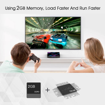 H96 Max-3318 4K Ultra HD Android TV Box with Remote Controller, Android 10.0, RK3318 Quad-Core 64bit Cortex-A53, 2GB+16GB, Support TF Card / USBx2 / AV / Ethernet, Plug Specification:EU Plug-garmade.com