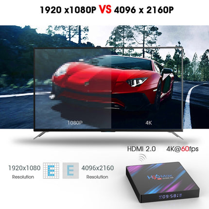 H96 Max-3318 4K Ultra HD Android TV Box with Remote Controller, Android 10.0, RK3318 Quad-Core 64bit Cortex-A53, 4GB+32GB, Support TF Card / USBx2 / AV / Ethernet, Plug Specification:EU Plug-garmade.com