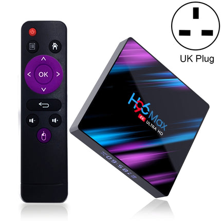 H96 Max-3318 4K Ultra HD Android TV Box with Remote Controller, Android 10.0, RK3318 Quad-Core 64bit Cortex-A53, 4GB+32GB, Support TF Card / USBx2 / AV / Ethernet, Plug Specification:UK Plug-garmade.com