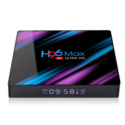 H96 Max-3318 4K Ultra HD Android TV Box with Remote Controller, Android 10.0, RK3318 Quad-Core 64bit Cortex-A53, 4GB+32GB, Support TF Card / USBx2 / AV / Ethernet, Plug Specification:UK Plug-garmade.com