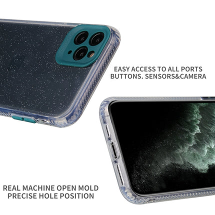 For iPhone 11 Fine Hole Series Anti-fall Transparent TPU + Acrylic Glitter Phone Protective Case(Black)-garmade.com