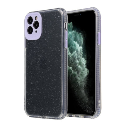 For iPhone 11 Pro Max Fine Hole Series Anti-fall Transparent TPU + Acrylic Glitter Phone Protective Case(Purple)-garmade.com