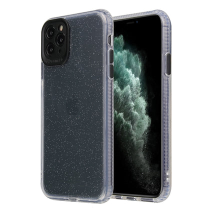 For iPhone 11 Pro Max Fine Hole Series Anti-fall Transparent TPU + Acrylic Glitter Phone Protective Case(Black)-garmade.com