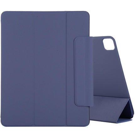 For iPad Pro 11 2022 / 2021 / iPad Pro 11 inch 2020 / Pro 11 2018 / Air 2020 10.9 Horizontal Flip Ultra-thin Double-sided Clip Active Buckle Magnetic PU Leather Tablet Case With Three-folding Holder & Sleep / Wake-up Function(Dark Blue)-garmade.com