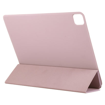 For iPad Pro 12.9 inch(2020) Horizontal Flip Ultra-thin Double-sided Clip Active Buckle Magnetic PU Leather Tablet Case With Three-folding Holder & Sleep / Wake-up Function(Pink)-garmade.com