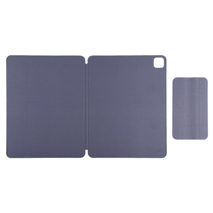 For iPad Pro 12.9 inch(2020) Horizontal Flip Ultra-thin Double-sided Clip Active Buckle Magnetic PU Leather Tablet Case With Three-folding Holder & Sleep / Wake-up Function(Dark Blue)-garmade.com