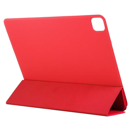 For iPad Pro 12.9 inch(2020) Horizontal Flip Ultra-thin Double-sided Clip Active Buckle Magnetic PU Leather Tablet Case With Three-folding Holder & Sleep / Wake-up Function(Red)-garmade.com