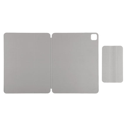 For iPad Pro 12.9 inch(2020) Horizontal Flip Ultra-thin Double-sided Clip Active Buckle Magnetic PU Leather Tablet Case With Three-folding Holder & Sleep / Wake-up Function(Grey)-garmade.com