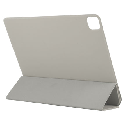 For iPad Pro 12.9 inch(2020) Horizontal Flip Ultra-thin Double-sided Clip Active Buckle Magnetic PU Leather Tablet Case With Three-folding Holder & Sleep / Wake-up Function(Grey)-garmade.com