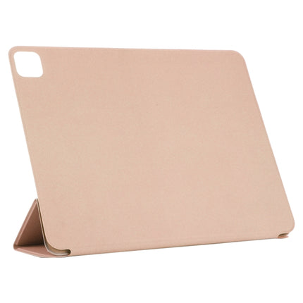 For iPad Pro 12.9 inch(2020) Horizontal Flip Ultra-thin Double-sided Clip Active Buckle Magnetic PU Leather Tablet Case With Three-folding Holder & Sleep / Wake-up Function(Gold)-garmade.com
