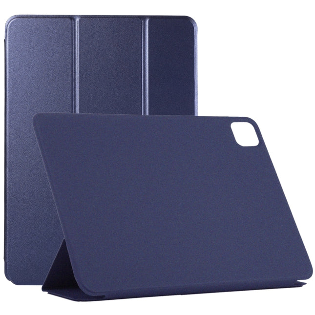 Horizontal Flip Ultra-thin Non-buckle Magnetic PU Leather Tablet Case With Three-folding Holder & Sleep / Wake-up Function For iPad Pro 11 inch (2020) / Pro 11 2018 / Air 2020 10.9(Dark Blue)-garmade.com