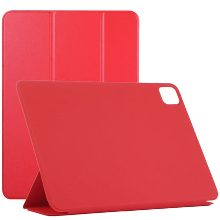 Horizontal Flip Ultra-thin Non-buckle Magnetic PU Leather Tablet Case With Three-folding Holder & Sleep / Wake-up Function For iPad Pro 11 inch (2020) / Pro 11 2018 / Air 2020 10.9(Red)-garmade.com