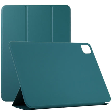 Horizontal Flip Ultra-thin Non-buckle Magnetic PU Leather Tablet Case With Three-folding Holder & Sleep / Wake-up Function For iPad Pro 11 inch (2020) / Pro 11 2018 / Air 2020 10.9(Dark Green)-garmade.com