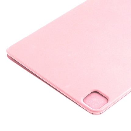 For iPad Pro 12.9 inch(2020) Horizontal Flip Ultra-thin Double-sided Clip Non-buckle Magnetic PU Leather Tablet Case With Three-folding Holder & Sleep / Wake-up Function(Rose Gold)-garmade.com