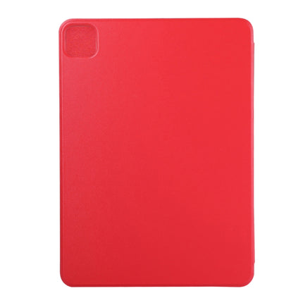 For iPad Pro 12.9 inch(2020) Horizontal Flip Ultra-thin Double-sided Clip Non-buckle Magnetic PU Leather Tablet Case With Three-folding Holder & Sleep / Wake-up Function(Red)-garmade.com