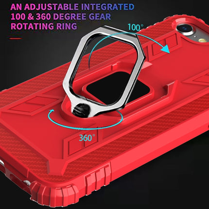 For iPhone SE 2020 / 8 / 7 Carbon Fiber Protective Case with 360 Degree Rotating Ring Holder(Red)-garmade.com