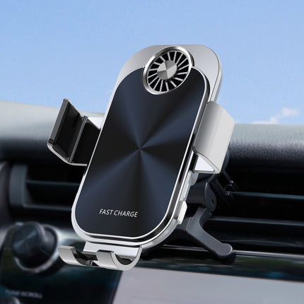 For Samsung Galaxy Z Flip4 / 3 C36 Fan Cooling Dual Coil Car Phone Holder Wireless Charger-garmade.com
