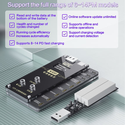 i2C KC01 Multi-function Comprehensive Battery Repair Instrument for iPhone 6-14 Pro Max, Version:Standard Version-garmade.com