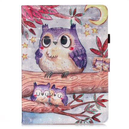 For iPad Pro 11 (2020) 3D Colored Drawing Horizontal Flip Leather Tablet Case, with Sleep / Wake-up Function & Holder & Card Slo & Wallet(Purple Owl)-garmade.com