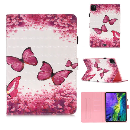 For iPad Pro 11 (2020) 3D Colored Drawing Horizontal Flip Leather Tablet Case, with Sleep / Wake-up Function & Holder & Card Slo & Wallet(Rose Butterfly)-garmade.com
