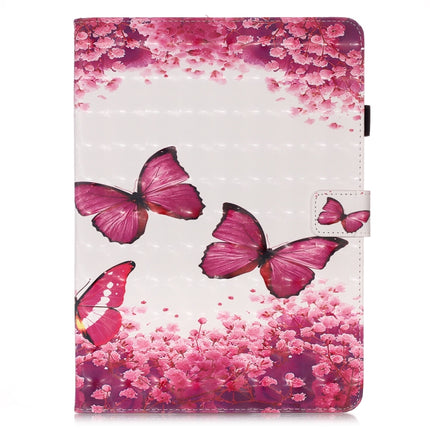For iPad Pro 11 (2020) 3D Colored Drawing Horizontal Flip Leather Tablet Case, with Sleep / Wake-up Function & Holder & Card Slo & Wallet(Rose Butterfly)-garmade.com
