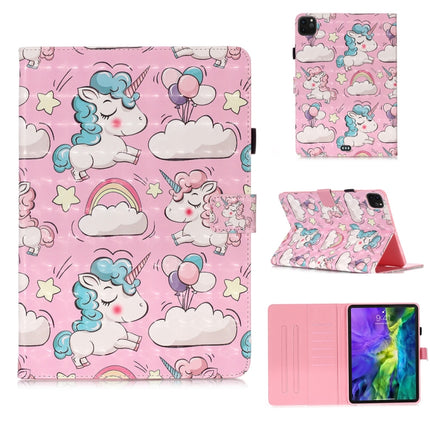 For iPad Pro 11 (2020) 3D Colored Drawing Horizontal Flip Leather Tablet Case, with Sleep / Wake-up Function & Holder & Card Slo & Wallet(Pink Pony)-garmade.com