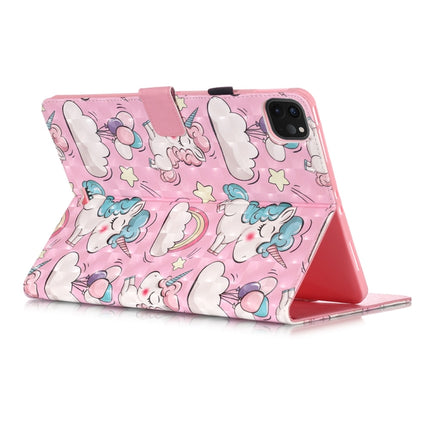 For iPad Pro 11 (2020) 3D Colored Drawing Horizontal Flip Leather Tablet Case, with Sleep / Wake-up Function & Holder & Card Slo & Wallet(Pink Pony)-garmade.com