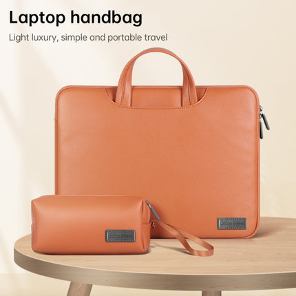 Waterproof PU Laptop Bag Inner Bag with Power Pack, Size:13 / 14 inch(Brown)-garmade.com