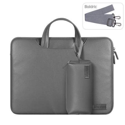 Waterproof PU Laptop Bag Inner Bag with Power Pack, Size:15 inch(Grey)-garmade.com