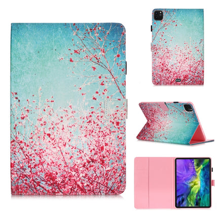 For iPad Pro 11 (2020) Colored Drawing Horizontal Flip Leather Tablet Case, with Sleep / Wake-up Function & Holder & Card Slo & Wallet(Cherry Tree)-garmade.com