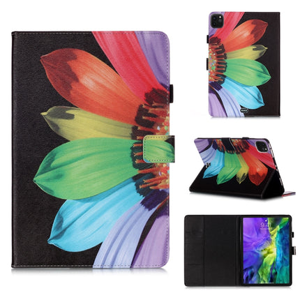 For iPad Pro 11 (2020) Colored Drawing Horizontal Flip Leather Tablet Case, with Sleep / Wake-up Function & Holder & Card Slo & Wallet(Sunflower)-garmade.com