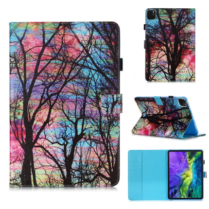 For iPad Pro 11 (2020) Colored Drawing Horizontal Flip Leather Tablet Case, with Sleep / Wake-up Function & Holder & Card Slo & Wallet(Color Tree)-garmade.com