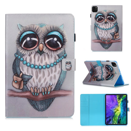 For iPad Pro 11 (2020) Colored Drawing Horizontal Flip Leather Tablet Case, with Sleep / Wake-up Function & Holder & Card Slo & Wallet(Grey Cat)-garmade.com